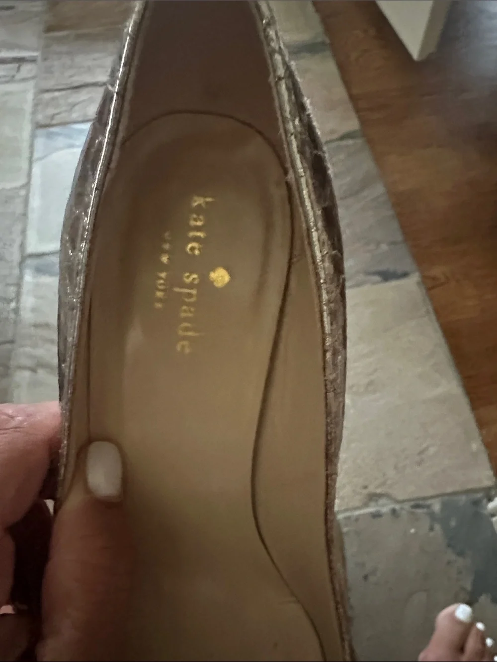 kate spade Metallic Textured Gold Pumps